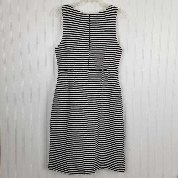 Boden Ponte Knit Dress Structured Pockets V Neck Cotton Blend Stripes Size 8 L - Picture 5 of 10